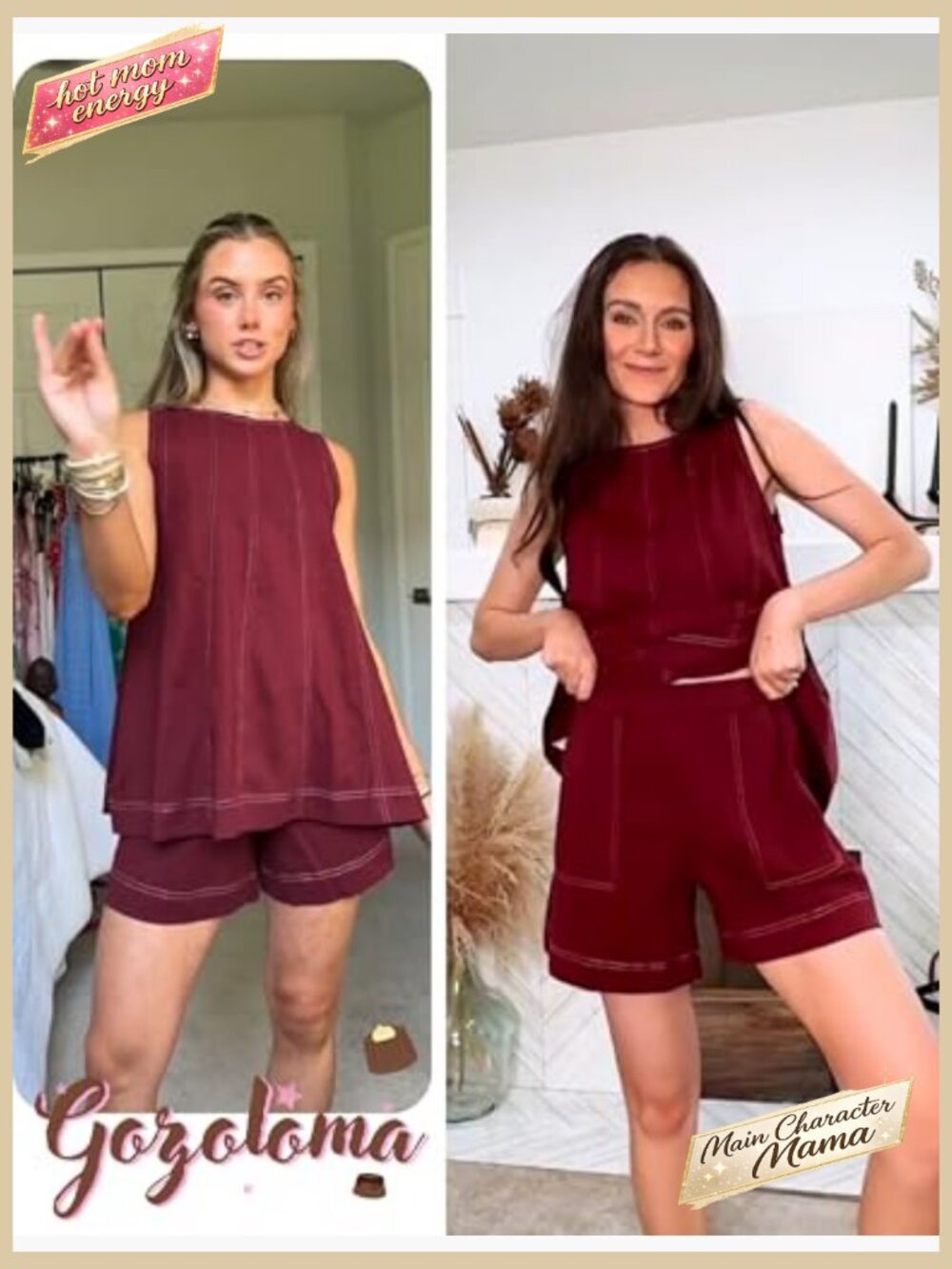 Sleeveless Matching Set A Line Tank Top High Waist Shorts with Pockets - Picture 2 of 7